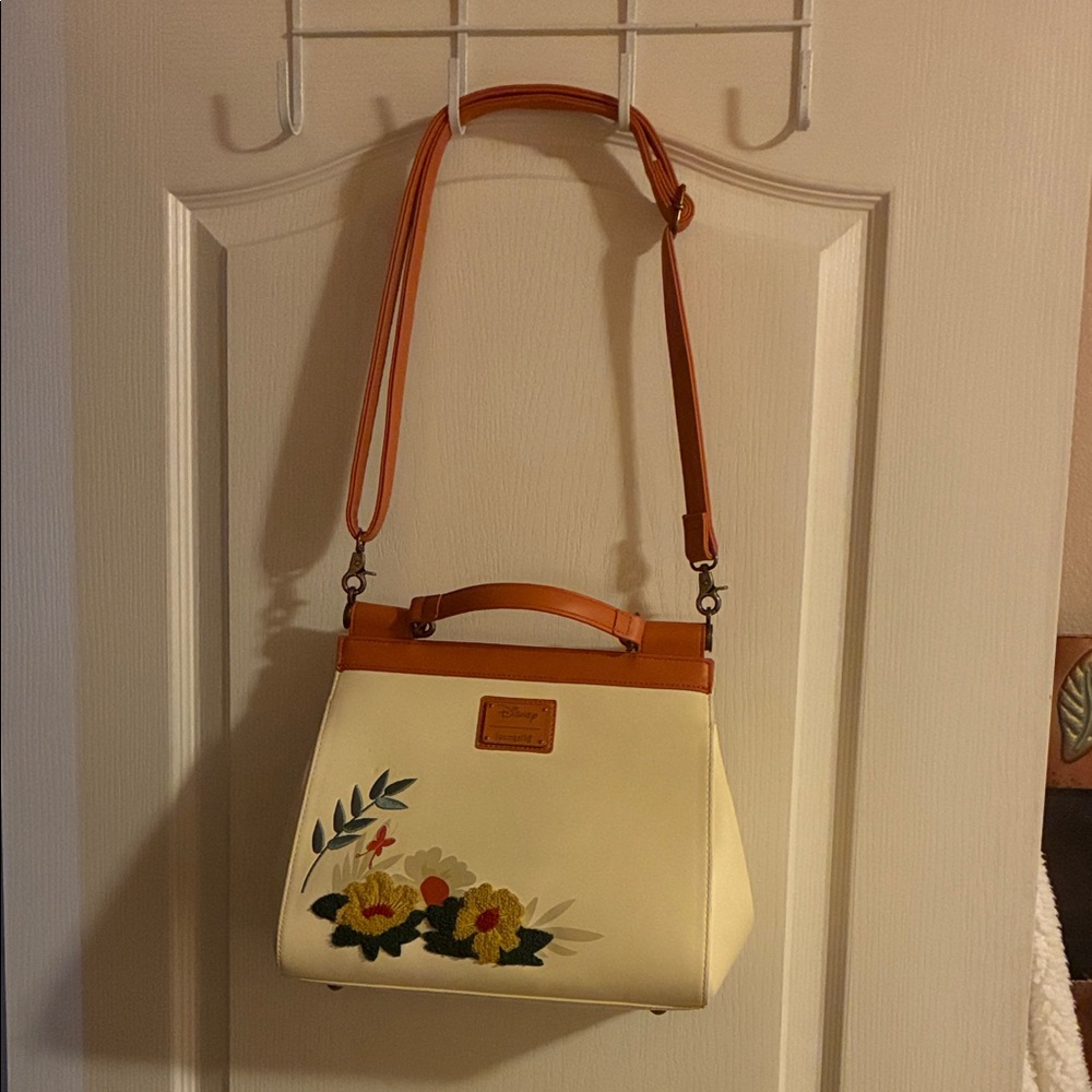 Disney Cream and Brown Floral Shoulder Bag